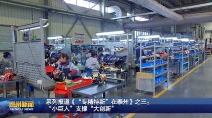 系列報道《&ldquo;專精特新&rdquo;在泰州》之三: &ldquo;小巨人&rdquo;支撐&ldquo;大創(chuàng)新&rdquo;
